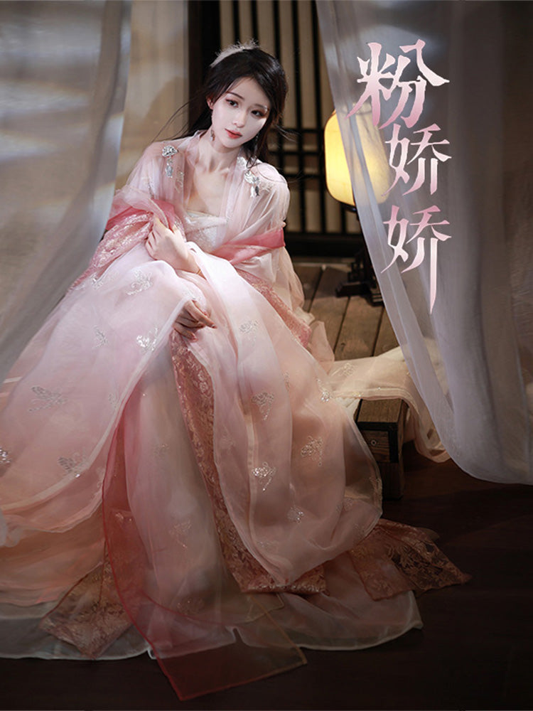 SONG Dynasty Dress Women's Fenjiaojiao 粉娇娇  Chinese Traditional Hanfu Clothing Spring Summer Autumn