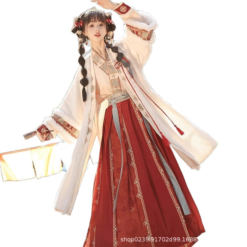 SONG Dynasty Clothing Qiongfa ng 琼芳 Women's Chinese Traditional Thicken Velvet Hanfu Autumn Winter