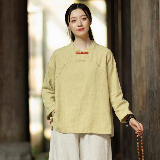 Linen Shirt Guanji "观己" Han Element Clothing Women's Modern Hanfu Spring Autumn