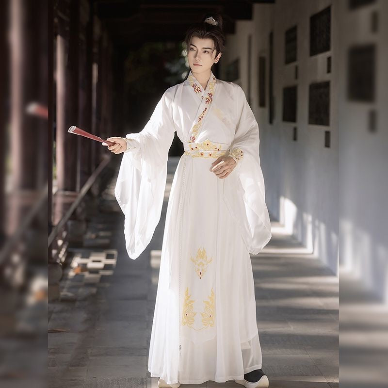 Weijin Dynasty Male Hanfu Wuchen 无尘 Traditional Chinese embroidered Men’s Clothing Spring Autumn