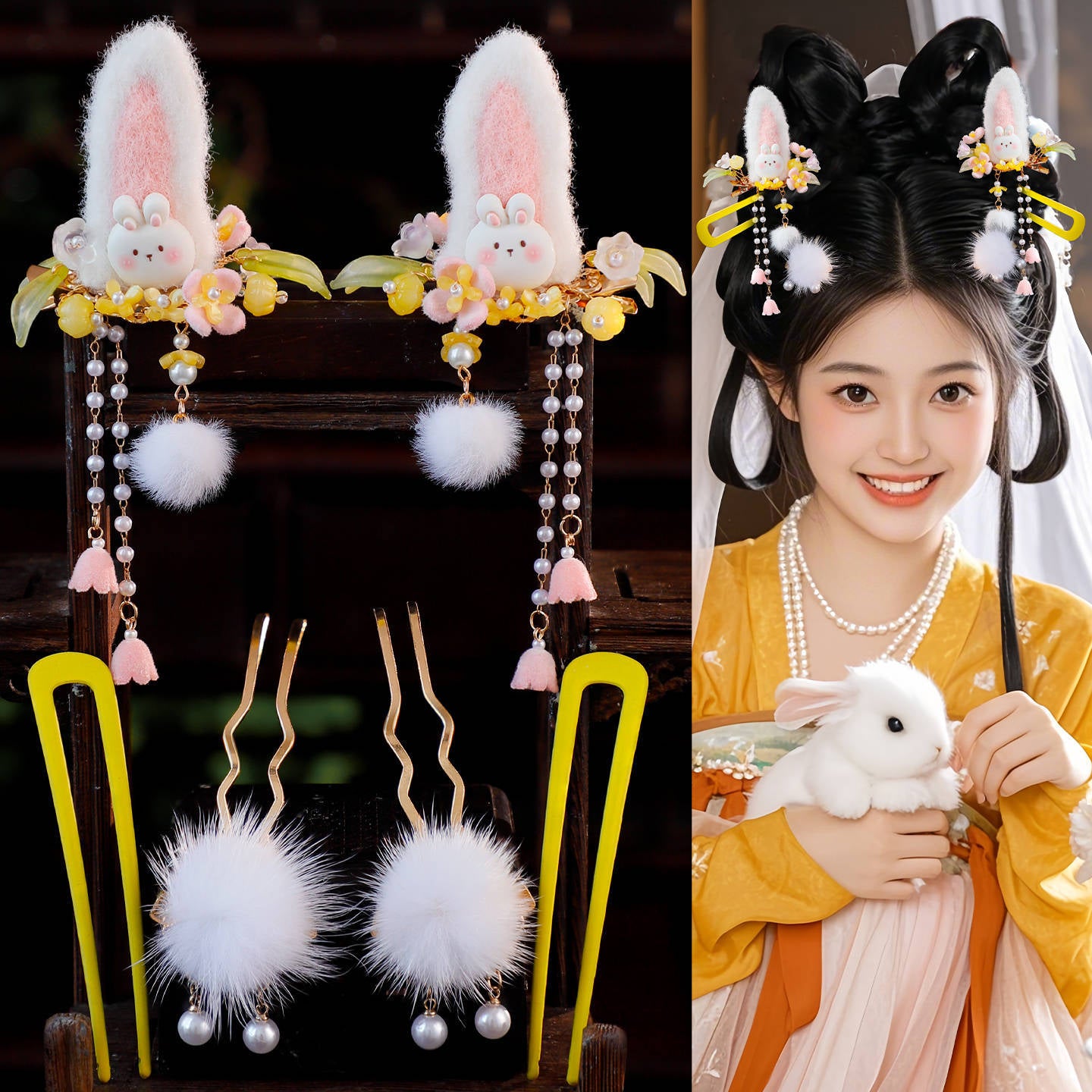 Traditional Chinese Hair jewelry Yuetu 月兔 Hanfu Historical Headgear