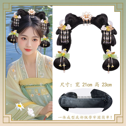 Traditional Chinese Hairstyle Wig Shinv 仕女 Hanfu Historical Royal Hairpieces