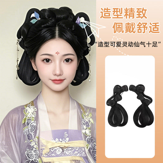Traditional Chinese Hairstyle Wig Qinglan 青岚 Hanfu Historical Royal Hairpieces