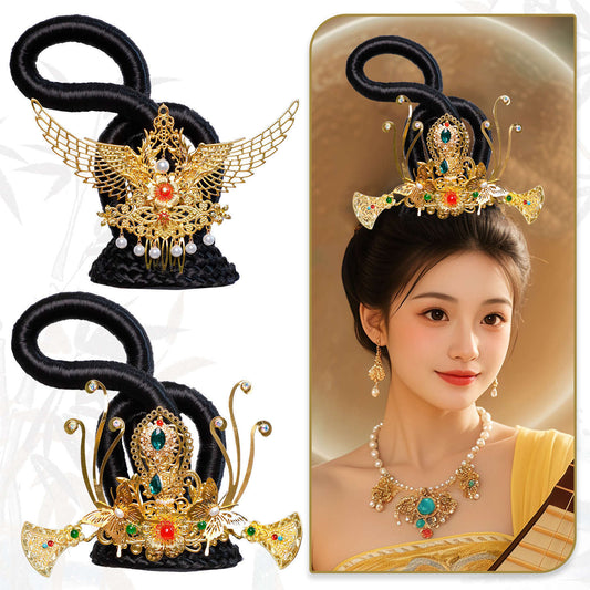 Traditional Chinese Hairstyle Wig Xiyu 西域 Hanfu Historical Royal Hairpieces