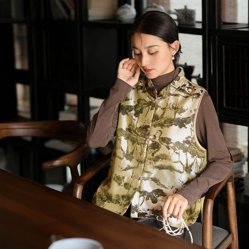 Thicken Vest Han Element Clothing Women's Moran 墨染 Modern Hanfu Thickened  Autumn Winter Spring