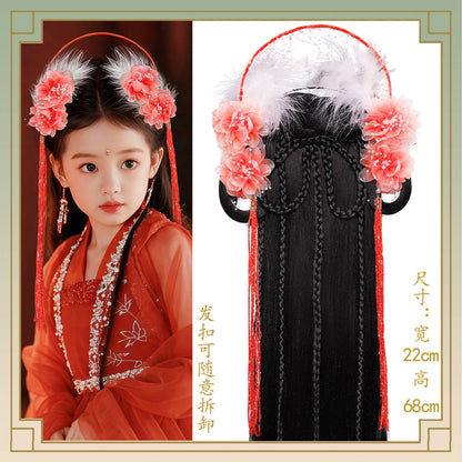 Kid's Traditional Chinese Hairstyle Wig Guixiu 闺秀 Hanfu Historical Royal Hairpieces