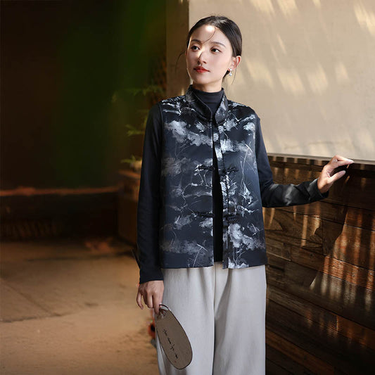 Thicken Vest Han Element Clothing Women's Moran 墨染 Modern Hanfu Thickened  Autumn Winter Spring