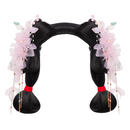 Traditional Chinese Hairstyle Wig Zanghua 葬花 Hanfu Historical Royal Hairpieces