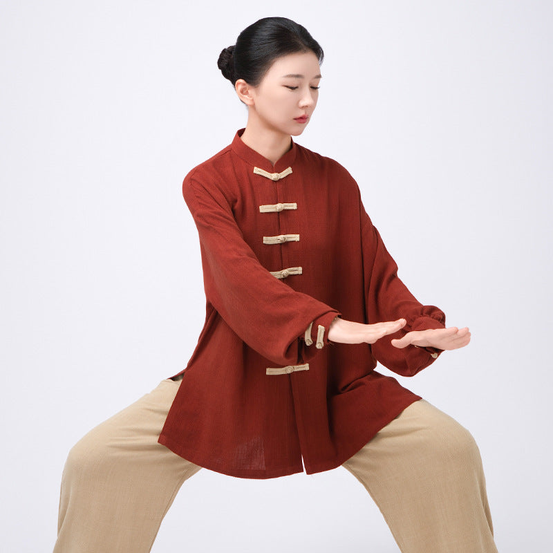 Thickened Tai Chi Quan Clothing Sanyuan 三元 Gender Neutral Chinese Kungfu Traditional Linen Hanfu Autumn Winter