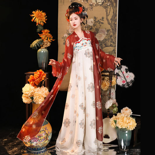 TANG Dynasty Dress Nichang 霓裳 Women's Chest High Ruqun  Spring Summer Autumn