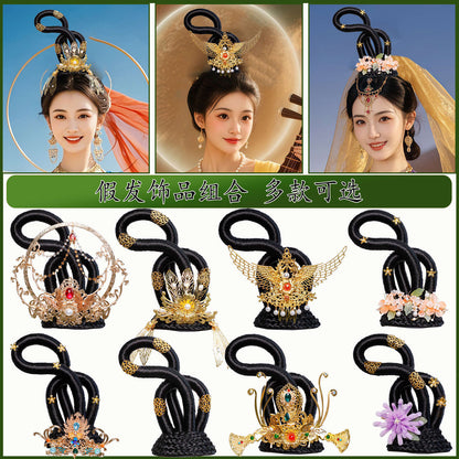 Traditional Chinese Hairstyle Wig Xiyu 西域 Hanfu Historical Royal Hairpieces