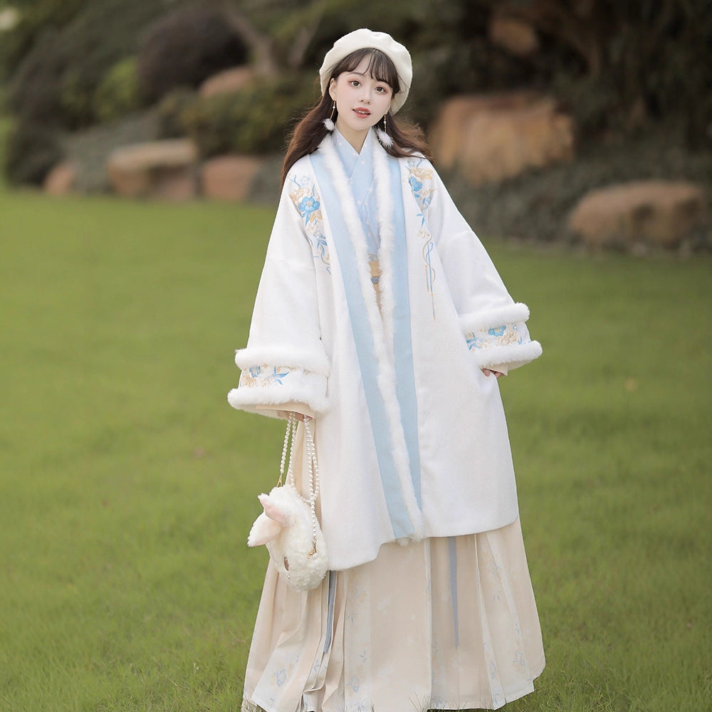 New Chinese Style Clothing Yaoyuetaxue 邀月踏雪 Women's Modern Hanfu Song Dynasty Thicken Velvet  Autumn Winter
