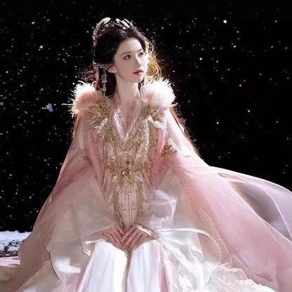 XIAN 仙 Chinese Clothing Jinfennichang 金粉霓裳 Women's  Traditional Thicken Velvet Hanfu Autumn Winter