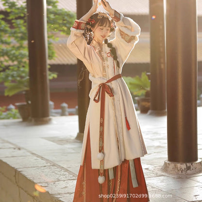 SONG Dynasty Clothing Qiongfa ng 琼芳 Women's Chinese Traditional Thicken Velvet Hanfu Autumn Winter