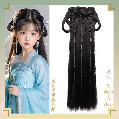 Kid's Traditional Chinese Hairstyle Wig Guixiu 闺秀 Hanfu Historical Royal Hairpieces