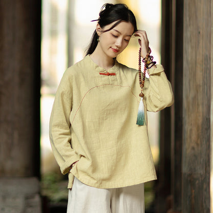 Linen Shirt Guanji "观己" Han Element Clothing Women's Modern Hanfu Spring Autumn