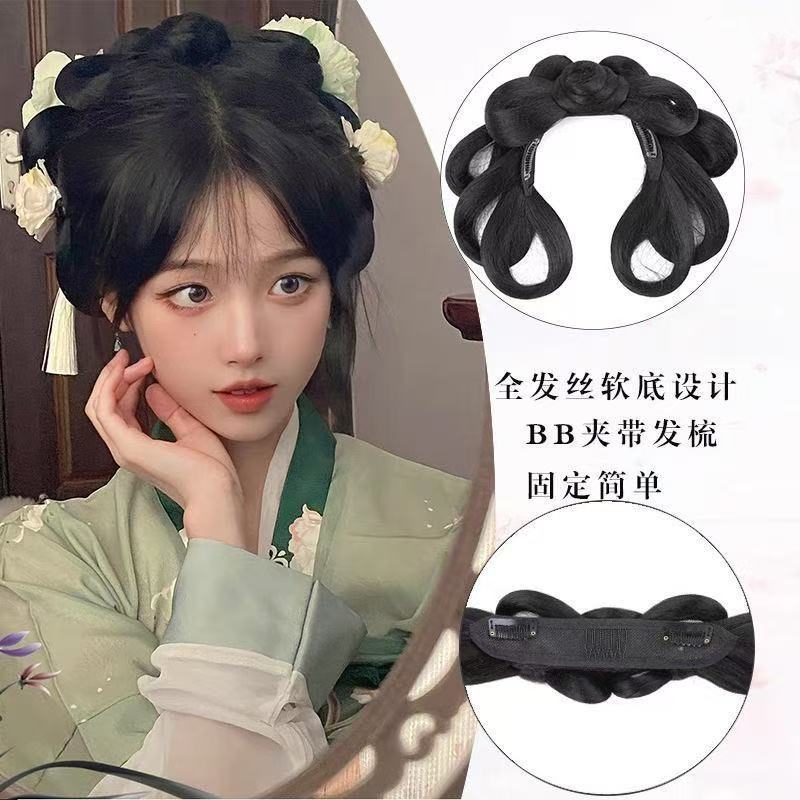Traditional Chinese Hairstyle Wig Chunxiao 春晓 Hanfu Historical Royal Hairpieces