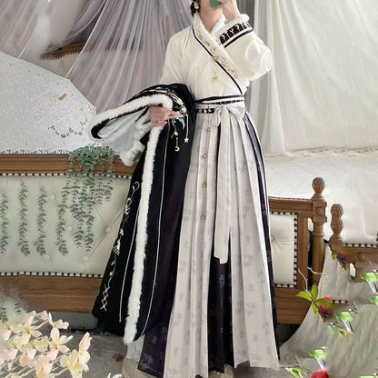 SONG Dynasty Clothing Ruyijuan 如意卷 Women's Chinese Traditional Thicken Velvet Hanfu Autumn Winter