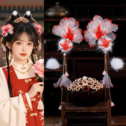 Traditional Chinese Hair jewelry Haitang 海棠 Hanfu Historical Headgear