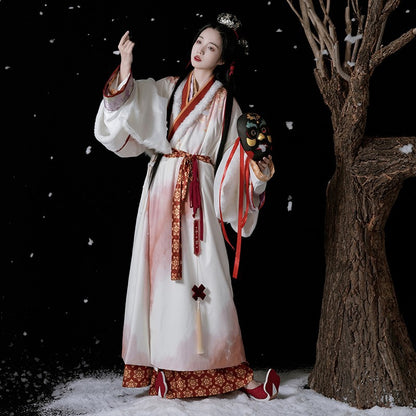 Han Dynasty Clothing Dongxing 冬杏 Women's Chinese Traditional Dress Thicken Velvet Hanfu Autumn Winter