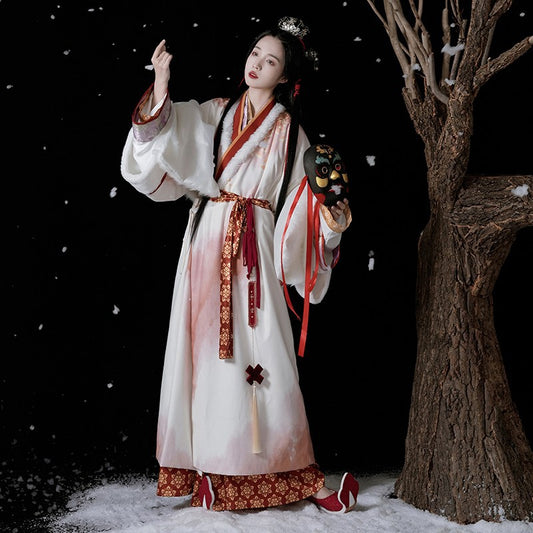 Han Dynasty Clothing Dongxing 冬杏 Women's Chinese Traditional Dress Thicken Velvet Hanfu Autumn Winter