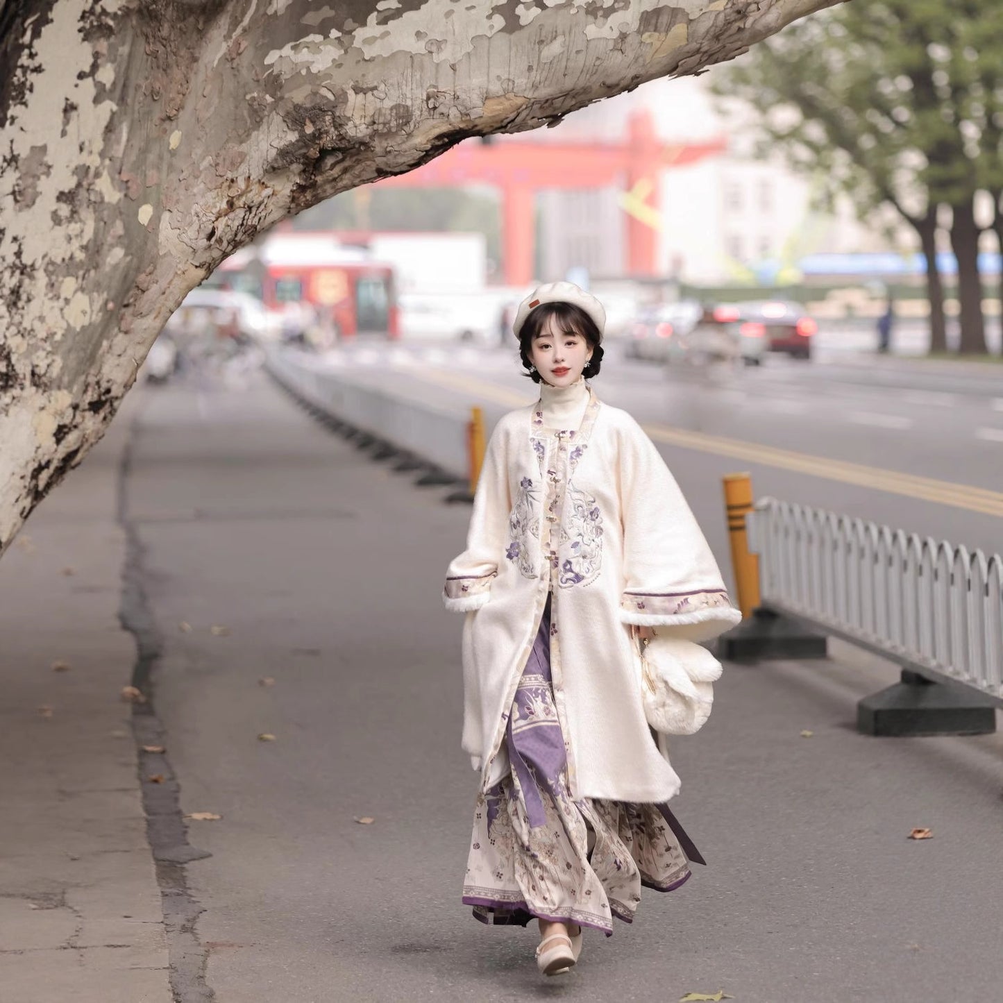 New Chinese Style Clothing Dongrihuarong 冬日花容 Women's Modern Hanfu Qing Dynasty Thicken Velvet  Autumn Winter