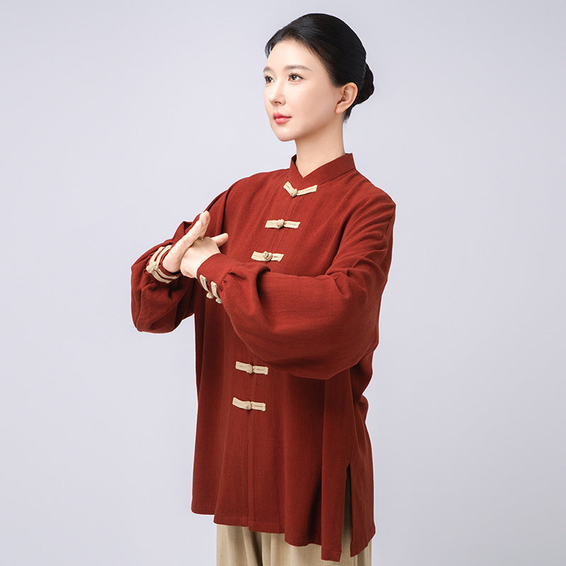 Thickened Tai Chi Quan Clothing Sanyuan 三元 Gender Neutral Chinese Kungfu Traditional Linen Hanfu Autumn Winter