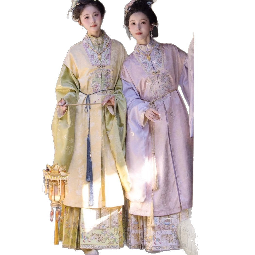 Ming Dynasty Clothing Qianjin 千金 Women's Chinese Traditional Thicken Velvet Hanfu Autumn Winter
