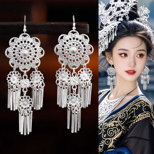 Miao Traditional Chinese Earrings Diebian 蝶变 Hanfu Nationality Accessories