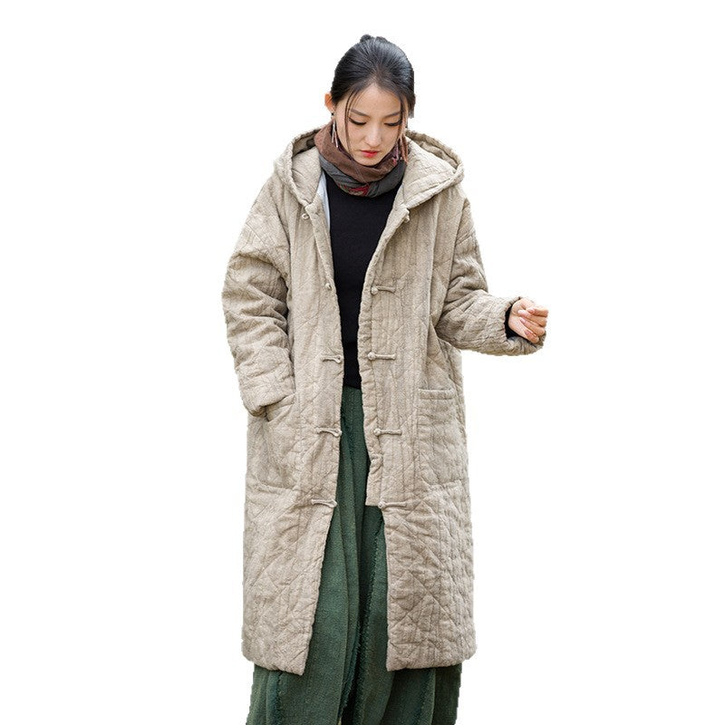 Linen Ticken Coat  Shudan "疏淡" Han Element Clothing Women's Modern Hanfu Winter Autumn