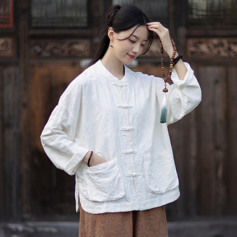 Linen Shirt Guipu "归朴" Han Element Clothing Women's Modern Hanfu Spring Autumn
