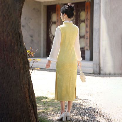 Women's Qipao Dongyun 冬韵 Asian Thicken Dress Chinese Modern Hanfu Clothing Velvet Cheongsam Winter