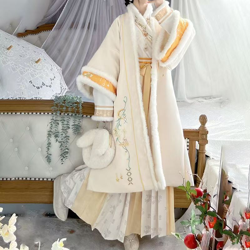 SONG Dynasty Clothing Ruyijuan 如意卷 Women's Chinese Traditional Thicken Velvet Hanfu Autumn Winter