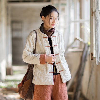 Linen Ticken Coat  Yuanyi "远意" Han Element Clothing Women's Modern Hanfu Winter Autumn