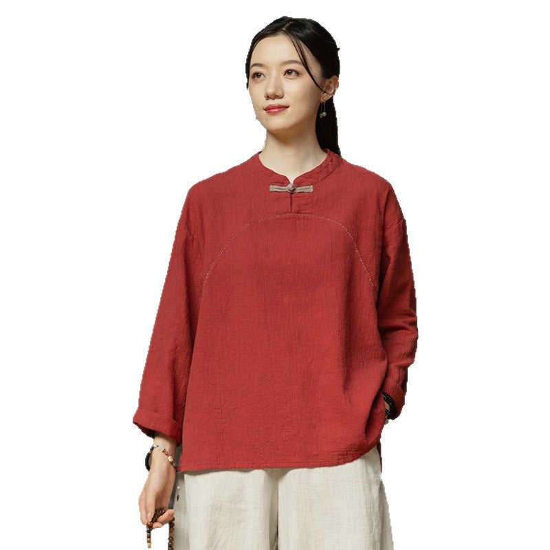 Linen Shirt Guanji "观己" Han Element Clothing Women's Modern Hanfu Spring Autumn