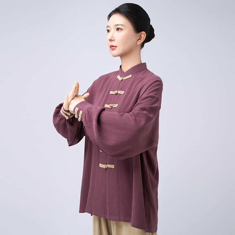 Thickened Tai Chi Quan Clothing Sanyuan 三元 Gender Neutral Chinese Kungfu Traditional Linen Hanfu Autumn Winter