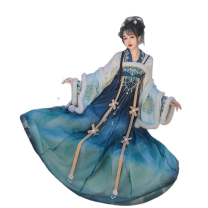 TANG Dynasty Clothing Yanruyu 颜如玉 Ruqun Women's Chinese Traditional Thicken Velvet Hanfu Autumn Winter