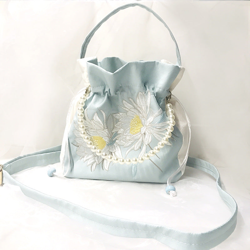 Chinese Style Drawstring Handbag Pearl Embroidery Bags Nang 囊