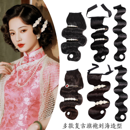 Traditional Chinese Qipao Hairstyle Wig Yeshanghai 夜上海 Hanfu Historical Hairpieces
