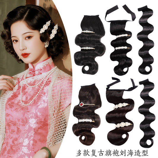 Traditional Chinese Qipao Hairstyle Wig Yeshanghai 夜上海 Hanfu Historical Hairpieces