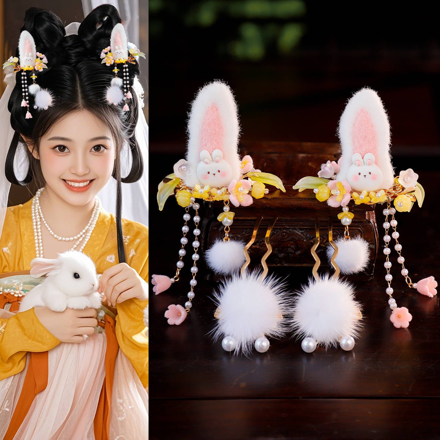 Traditional Chinese Hair jewelry Yuetu 月兔 Hanfu Historical Headgear