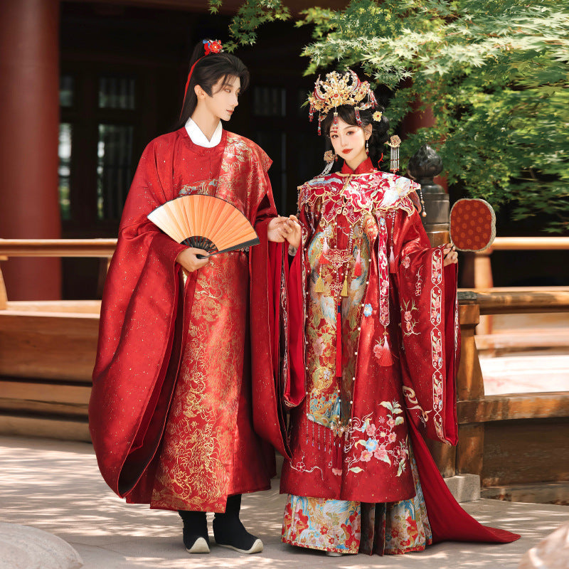 Women's Chinese Wedding Gown Clothes Linfengxi 麟凤栖 Men's Customs Traditional Male Hanfu Dress