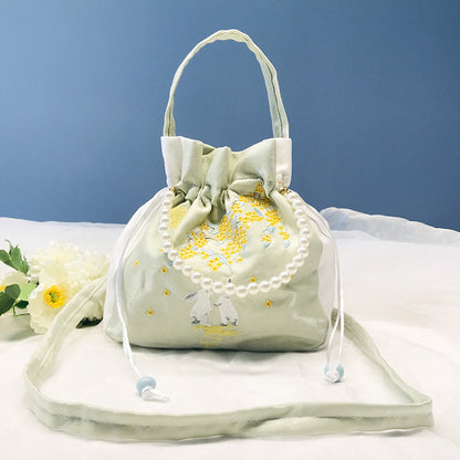 Chinese Style Drawstring Handbag Pearl Embroidery Bags Nang 囊