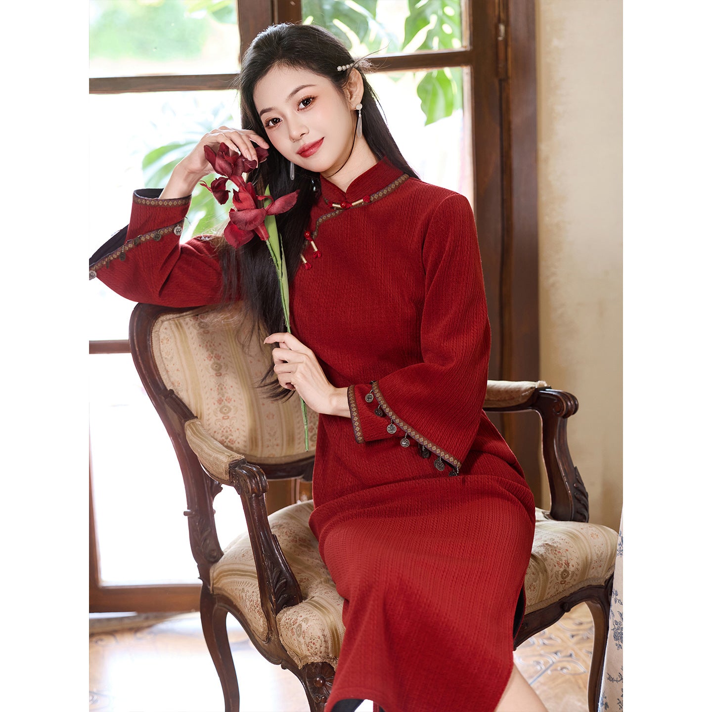 Women's Qipao Shiyu 诗语 Asian Thicken Dress Chinese Modern Hanfu Clothing Cheongsam Winter