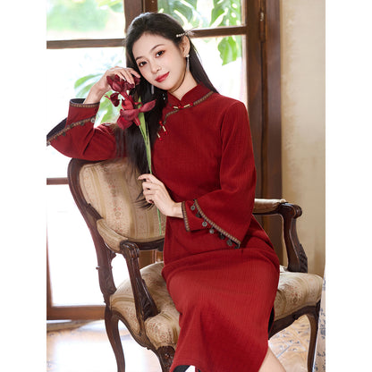 Women's Qipao Shiyu 诗语 Asian Thicken Dress Chinese Modern Hanfu Clothing Cheongsam Winter