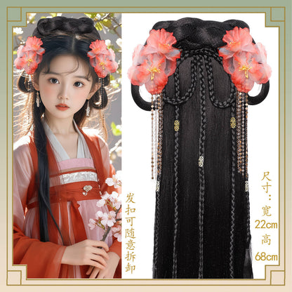 Kid's Traditional Chinese Hairstyle Wig Guixiu 闺秀 Hanfu Historical Royal Hairpieces