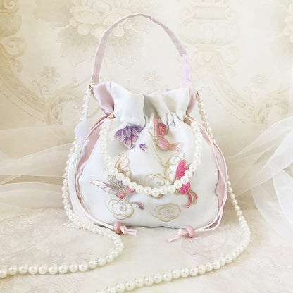 Chinese Style Drawstring Handbag Pearl Embroidery Bags Nang 囊