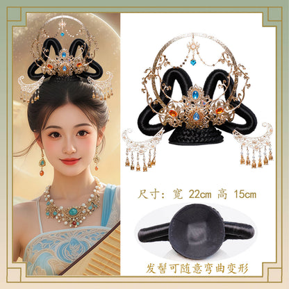 Traditional Chinese Hairstyle Wig Feitian 飞天Hanfu Historical Royal Hairpieces