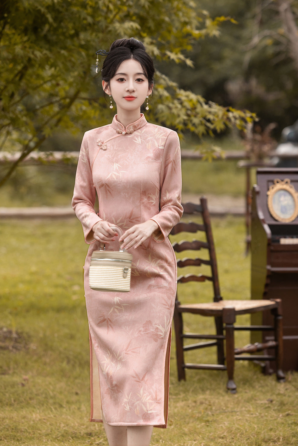 Chinese Modern Women's Qipao Dress  Jinxin 锦心 Clothing Traditional Cheongsam Autumn Winter Velvet Long Sleeves