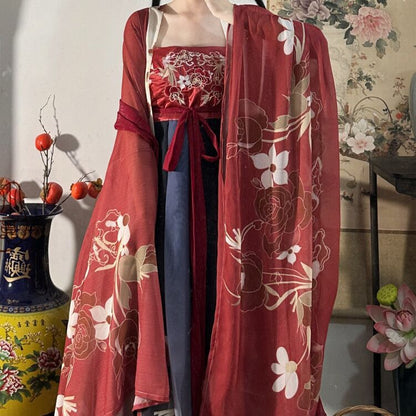 TANG Dynasty Dress Women's Zhuohua 灼华 Ruqun  Spring Summer Autumn